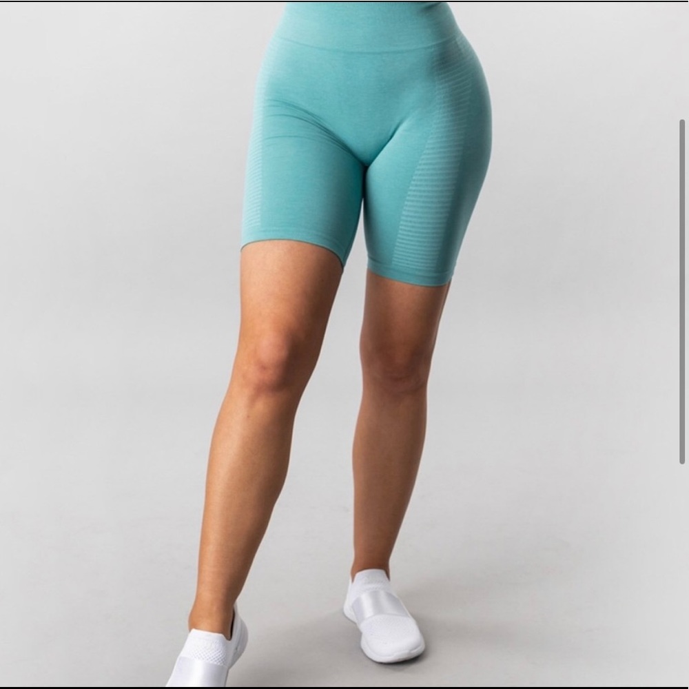 Alphalete Teal Seamless High Rise Biker Shorts